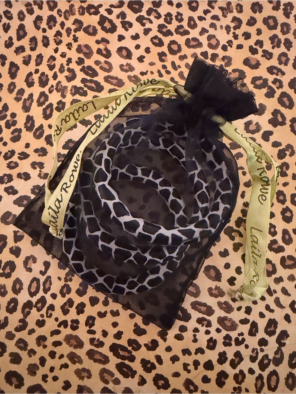 Laurie Rowe Vintage Giraffe Print Set of 3 Bangles Set w/Branded Ribbon Pouch